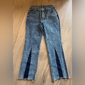 Shein Women's Wide Leg High Rise Two-Toned Design Jeans Size 27